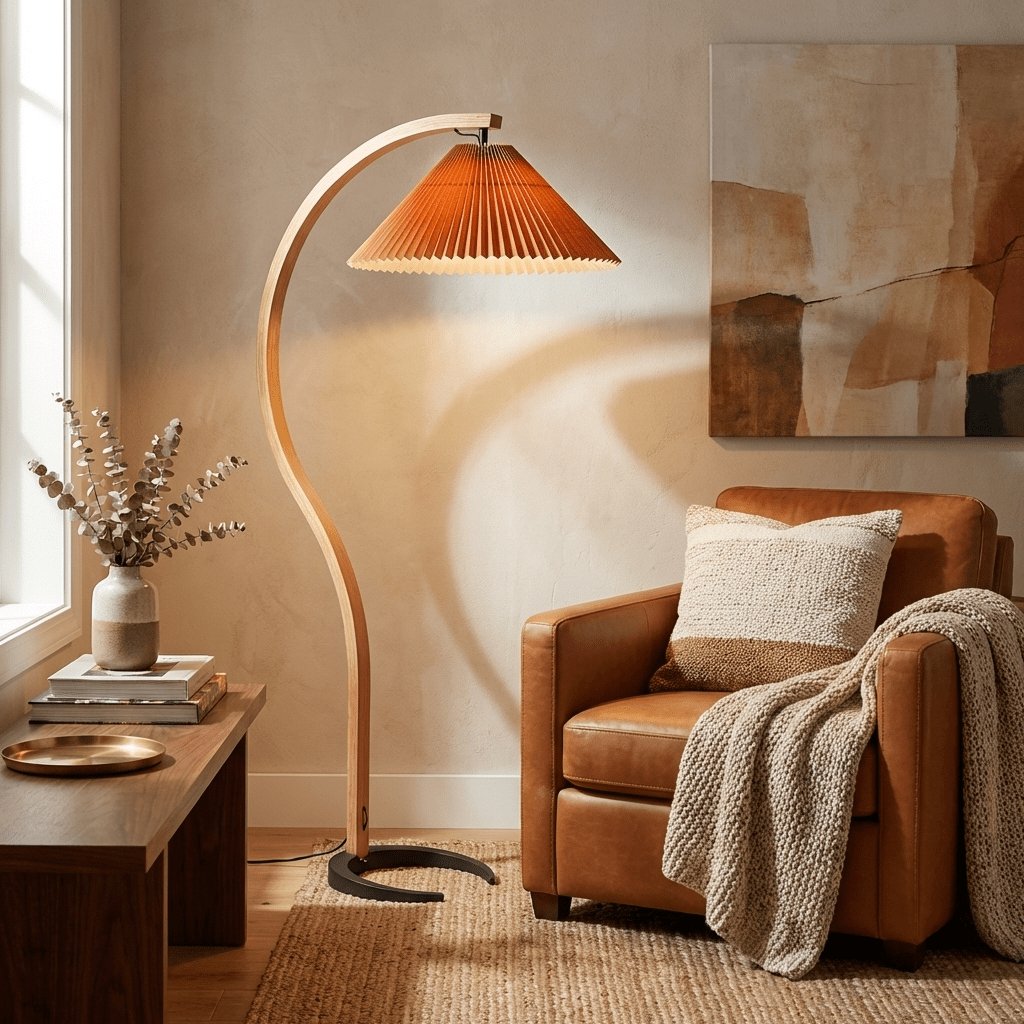 Caprani floor lamp shown at full height for scale reference