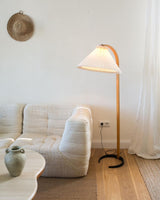 Floor Lamp for Living Room, Beech Wood Design, 59 Inch Tall, White, Beige or Coffee