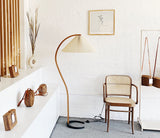 Floor Lamp for Living Room, Beech Wood Design, 59 Inch Tall, White, Beige or Coffee