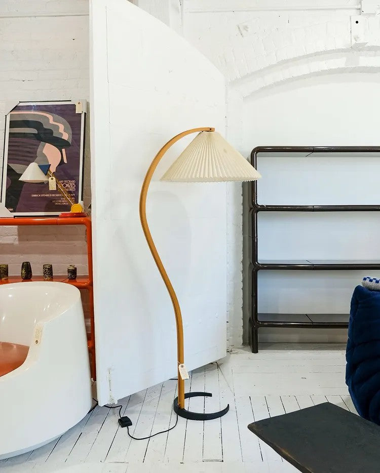 Floor Lamp for Living Room, Beech Wood Design, 59 Inch Tall, White, Beige or Coffee