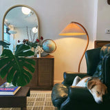 Floor Lamp for Living Room, Beech Wood Design, 59 Inch Tall, White, Beige or Coffee