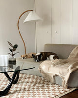 Floor Lamp for Living Room, Beech Wood Design, 59 Inch Tall, White, Beige or Coffee