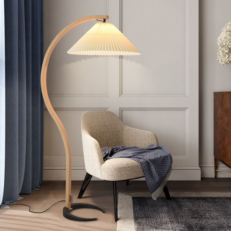 Floor Lamp for Living Room, Beech Wood Design, 59 Inch Tall, White, Beige or Coffee