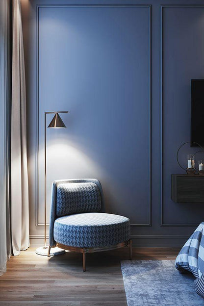 Captain Flint Modern Floor Lamp, Carrara Marble Base, Spinning Cone Diffuser, Foot Switch