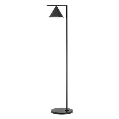 Captain Flint Modern Floor Lamp, Carrara Marble Base, Spinning Cone Diffuser, Foot Switch