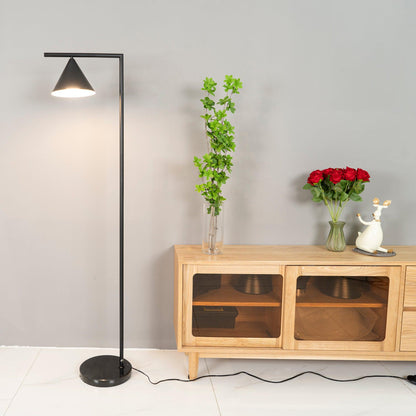Captain Flint floor lamp with white Carrara marble base and copper stem