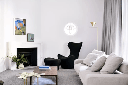 Captain Flint Modern Floor Lamp, Carrara Marble Base, Spinning Cone Diffuser, Foot Switch