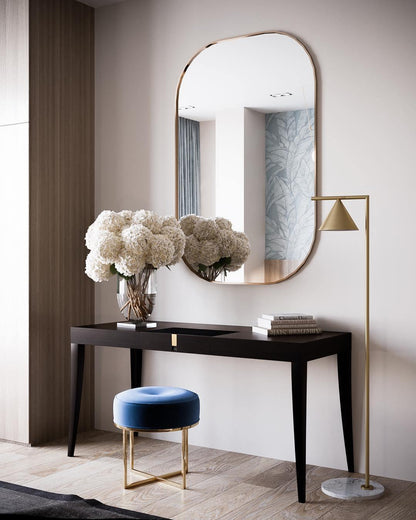 Captain Flint Modern Floor Lamp, Carrara Marble Base, Spinning Cone Diffuser, Foot Switch
