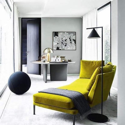 Captain Flint Modern Floor Lamp, Carrara Marble Base, Spinning Cone Diffuser, Foot Switch
