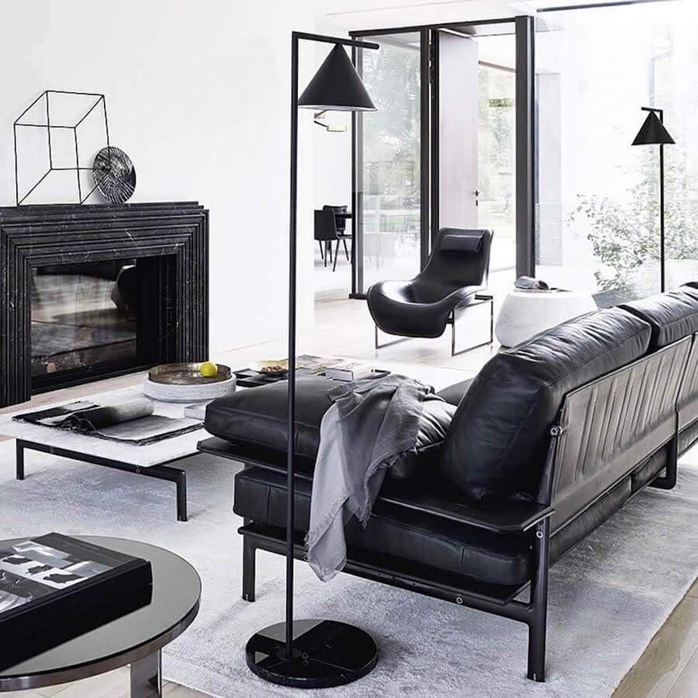 Captain Flint floor lamp in black finish in a living room setting