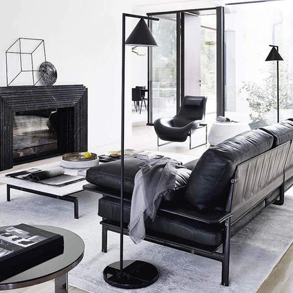 Captain Flint floor lamp in black finish in a living room setting