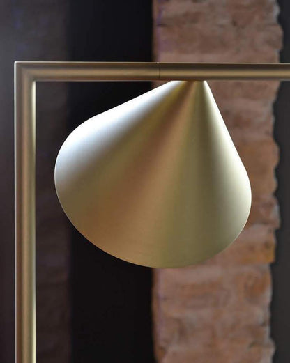 Captain Flint Modern Floor Lamp, Carrara Marble Base, Spinning Cone Diffuser, Foot Switch
