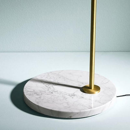Captain Flint Modern Floor Lamp, Carrara Marble Base, Spinning Cone Diffuser, Foot Switch