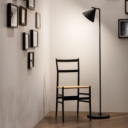 Captain Flint Modern Floor Lamp, Carrara Marble Base, Spinning Cone Diffuser, Foot Switch