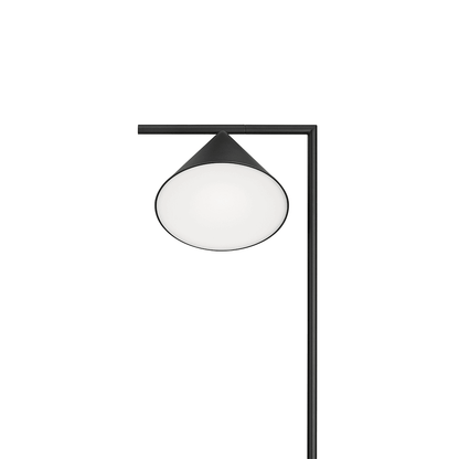 Captain Flint Modern Floor Lamp, Carrara Marble Base, Spinning Cone Diffuser, Foot Switch