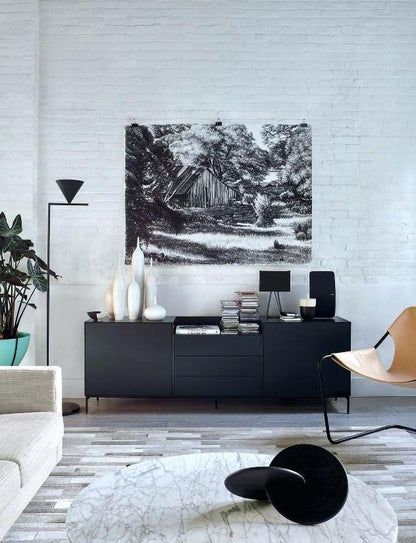 Captain Flint Modern Floor Lamp, Carrara Marble Base, Spinning Cone Diffuser, Foot Switch