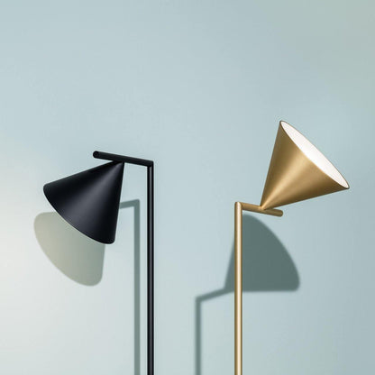 Captain Flint Modern Floor Lamp, Carrara Marble Base, Spinning Cone Diffuser, Foot Switch
