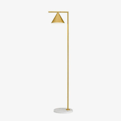Captain Flint Modern Floor Lamp, Carrara Marble Base, Spinning Cone Diffuser, Foot Switch