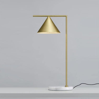Captain Flint Modern Floor Lamp, Carrara Marble Base, Spinning Cone Diffuser, Foot Switch