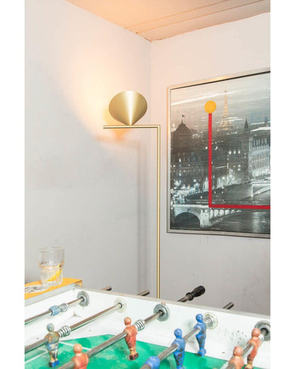 Captain Flint Modern Floor Lamp, Carrara Marble Base, Spinning Cone Diffuser, Foot Switch