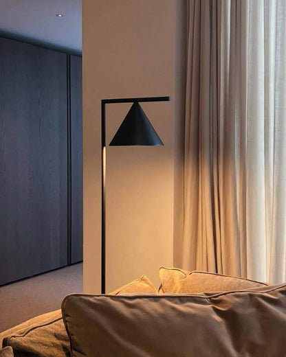Captain Flint Modern Floor Lamp, Carrara Marble Base, Spinning Cone Diffuser, Foot Switch