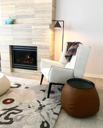 Captain Flint Modern Floor Lamp, Carrara Marble Base, Spinning Cone Diffuser, Foot Switch