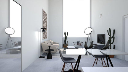 Captain Flint Modern Floor Lamp, Carrara Marble Base, Spinning Cone Diffuser, Foot Switch