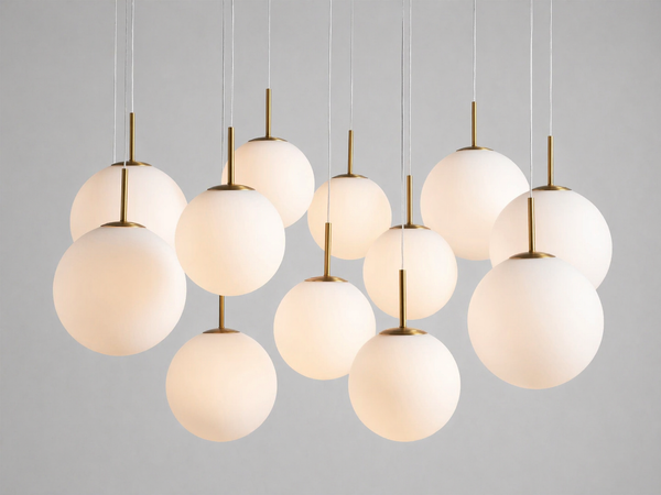 Soren Chandeliers for Dining Room, Modern Globe Chandelier, Mouth Blown Glass, Dimmable LED