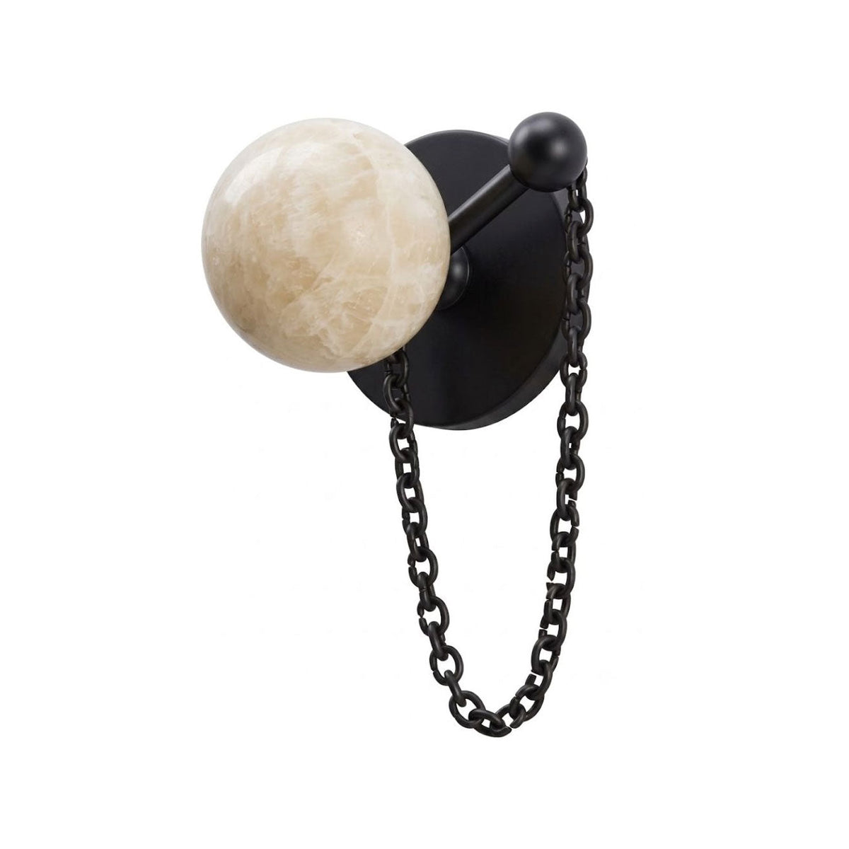 Alvar Wall Lighting Sconce, Alabaster Globe Wall Sconces with Draped Chain, Bedroom & Hallway