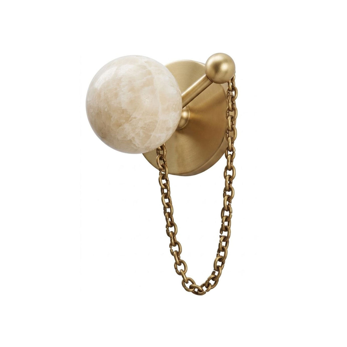 Alvar Wall Lighting Sconce, Alabaster Globe Wall Sconces with Draped Chain, Bedroom & Hallway