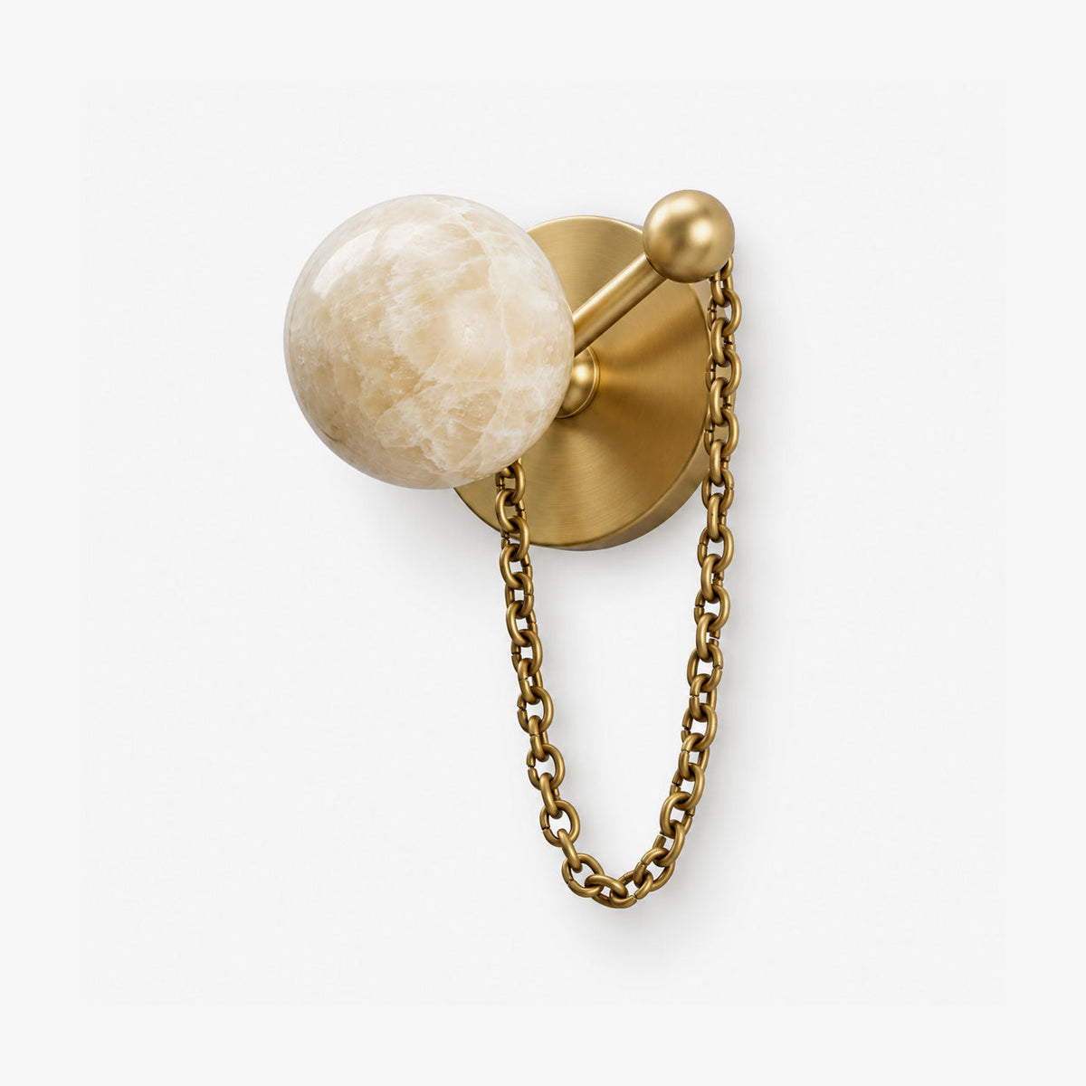 Alvar Wall Lighting Sconce, Alabaster Globe Wall Sconces with Draped Chain, Bedroom & Hallway