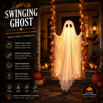 Swinging ghost LED hanging Halloween decoration, illustration 1