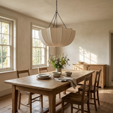 Tove Pendant Lighting for Kitchen Island, Ruched Fabric Shade, Metal Frame, Dining Table Light