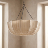 Tove Pendant Lighting for Kitchen Island, Ruched Fabric Shade, Metal Frame, Dining Table Light