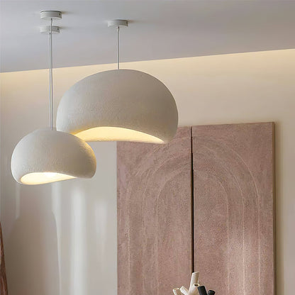 Shibui Hand-Formed Resin Pebble Pendant Light, Wabi-Sabi Organic Glow