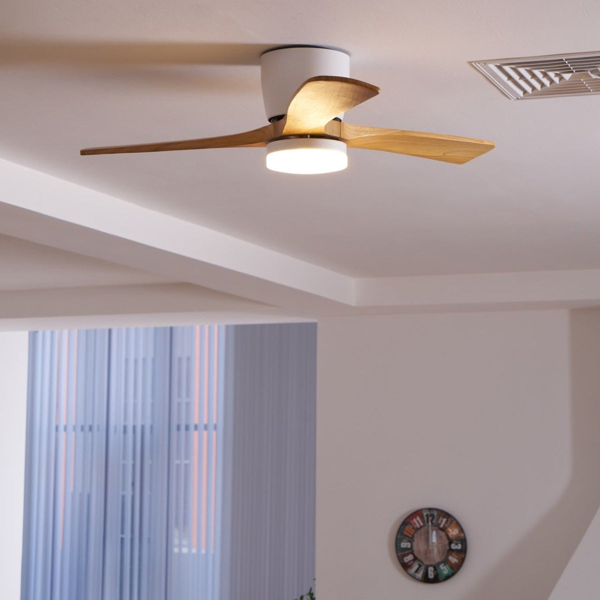 Eskil Ceiling Fan with Light, Wood Nordic Style, Integrated Warm Light, Indoor, 36 to 52 Inch