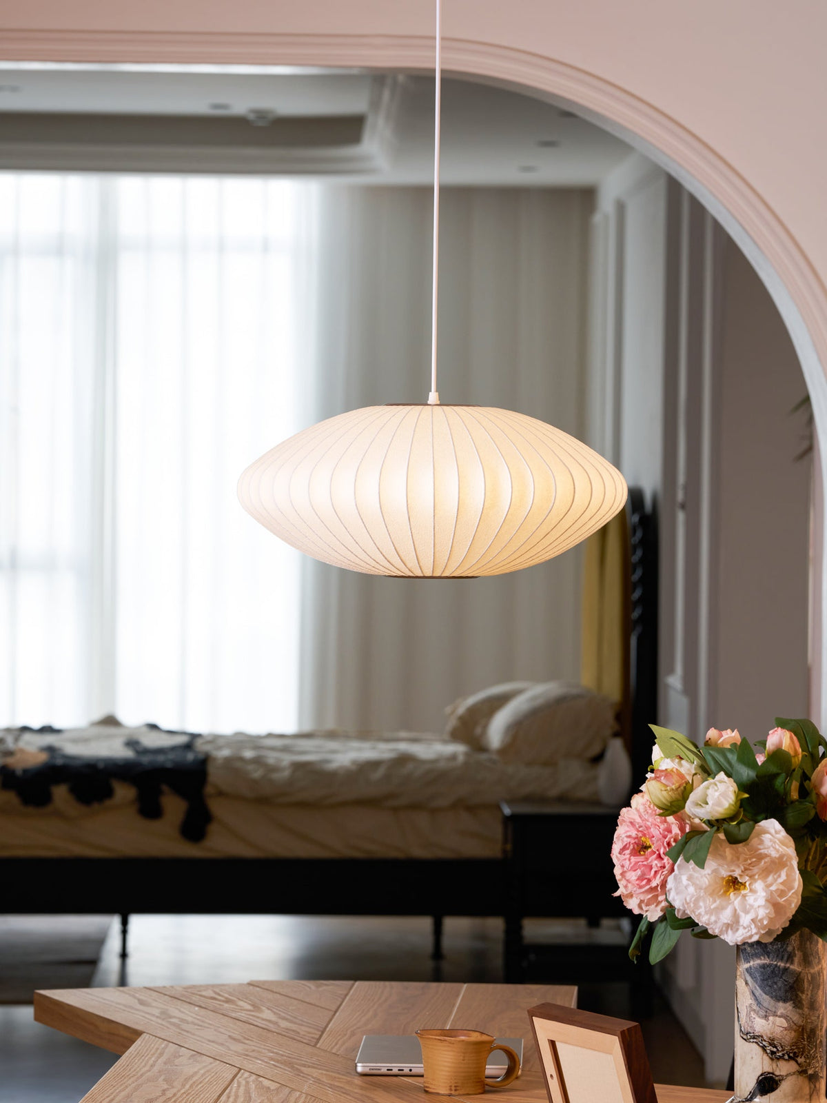 Eskil Island Kitchen Lighting Pendant, Crisscross Bubble Pendant Lighting, White, 11-31.5 in
