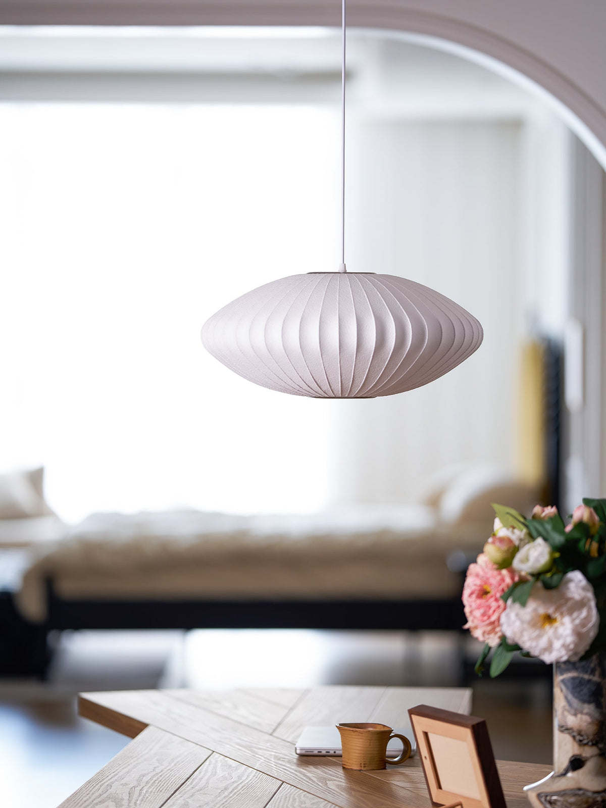 Eskil Island Kitchen Lighting Pendant, Crisscross Bubble Pendant Lighting, White, 11-31.5 in