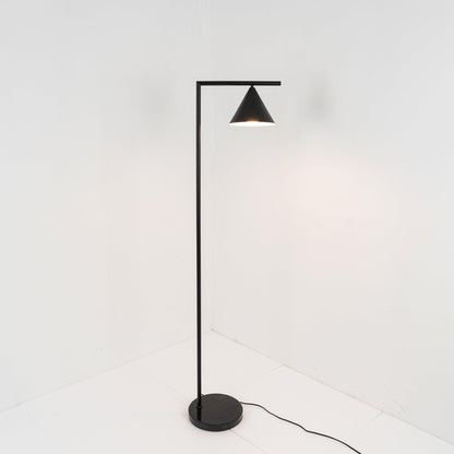 Captain Flint Modern Floor Lamp, Carrara Marble Base, Spinning Cone Diffuser, Foot Switch