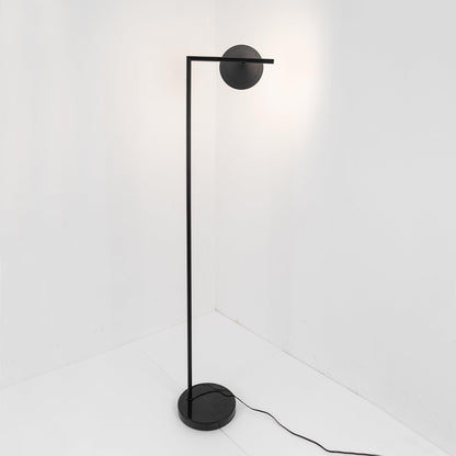 Captain Flint Modern Floor Lamp, Carrara Marble Base, Spinning Cone Diffuser, Foot Switch