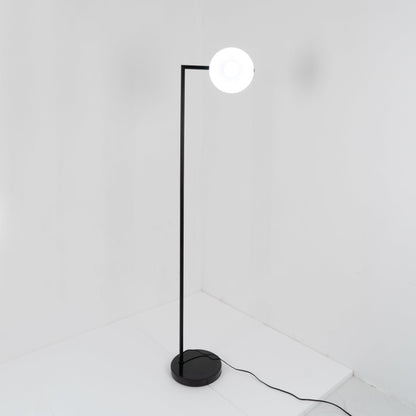 Captain Flint Modern Floor Lamp, Carrara Marble Base, Spinning Cone Diffuser, Foot Switch