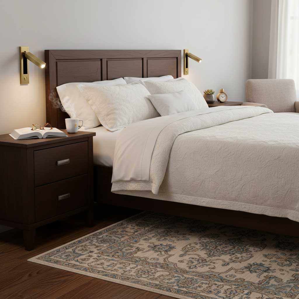 Eskil Bedside Wall Lights, Recessed Reading Sconce, Folds Flush, Pull Switch, 3000K Warm White
