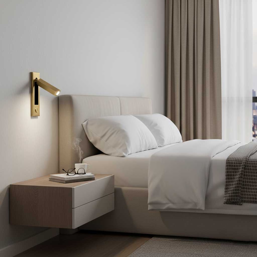 Eskil Bedside Wall Lights, Recessed Reading Sconce, Folds Flush, Pull Switch, 3000K Warm White
