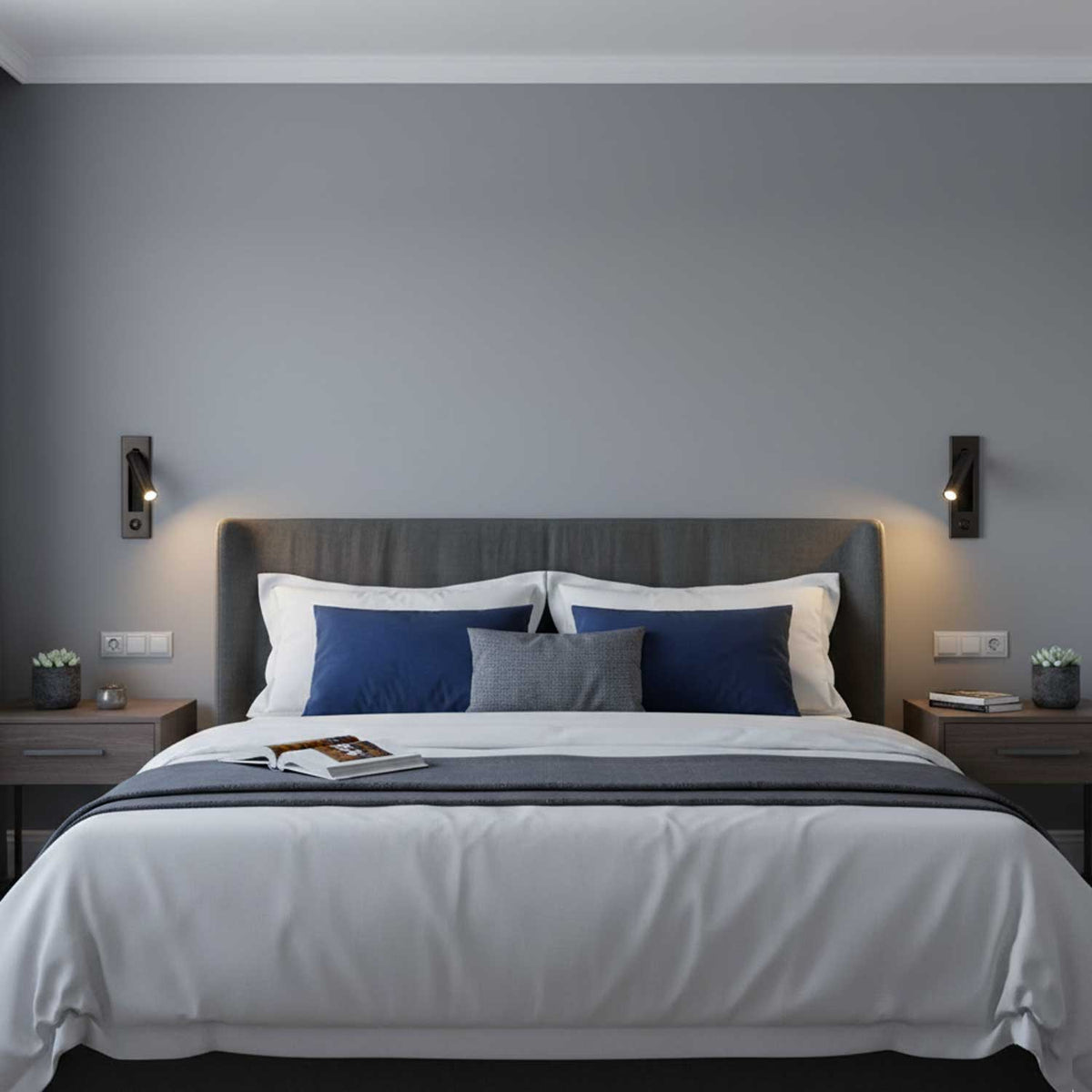 Eskil Bedside Wall Lights, Recessed Reading Sconce, Folds Flush, Pull Switch, 3000K Warm White