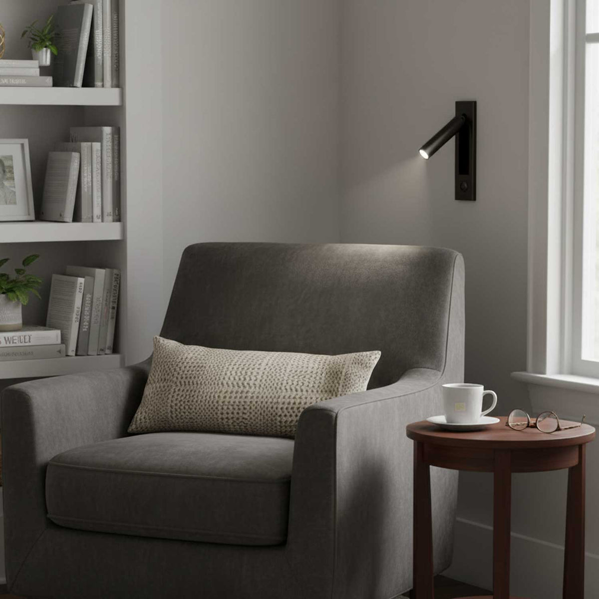 Sorin Bedside Reading Lights Wall Mounted, Recessed Wall Sconce, Fold-Flat, Warm 3000K, Bedroom