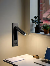 Eskil Bedside Wall Lights, Recessed Reading Sconce, Folds Flush, Pull Switch, 3000K Warm White