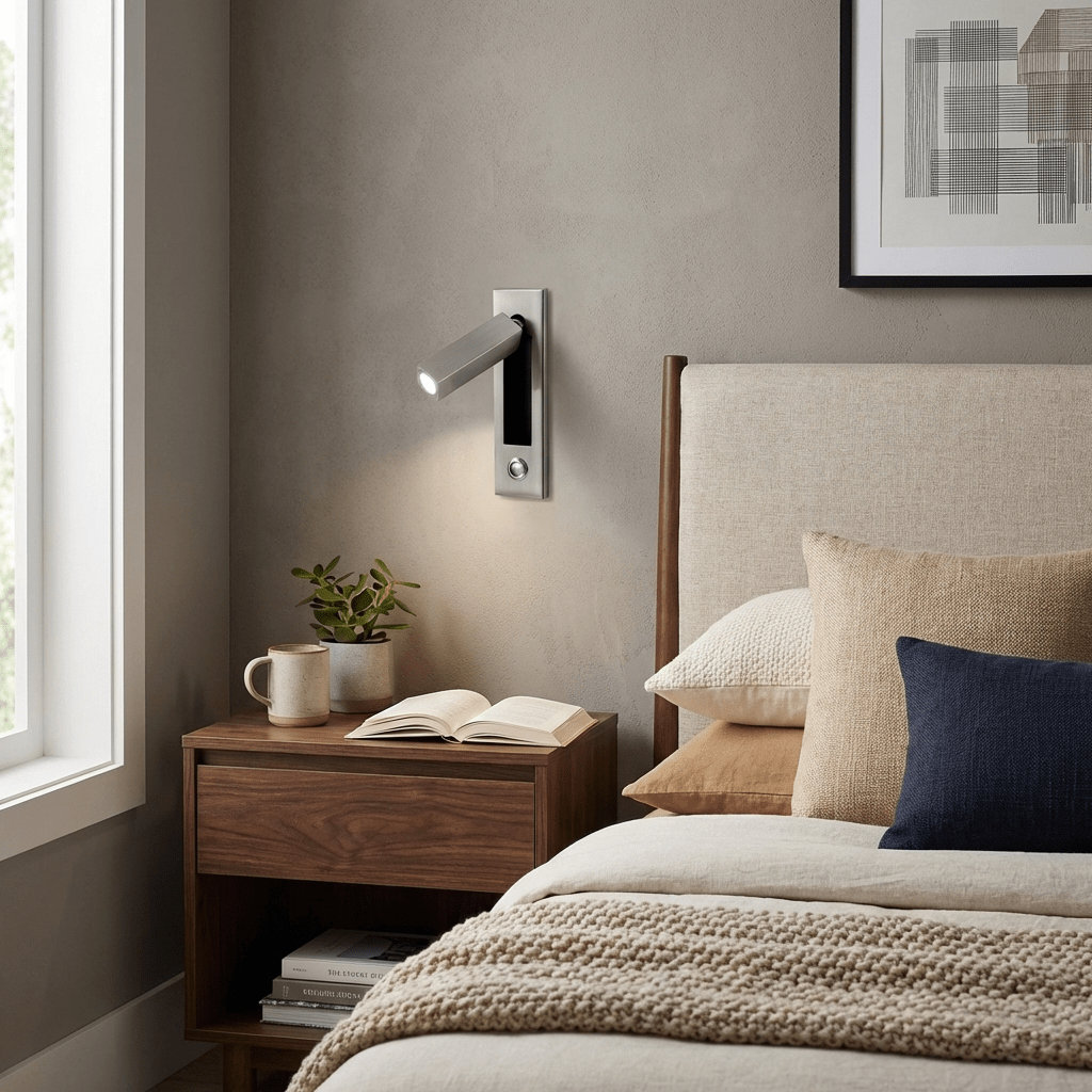 Sorin Bedside Reading Lights Wall Mounted, Recessed Wall Sconce, Fold-Flat, Warm 3000K, Bedroom