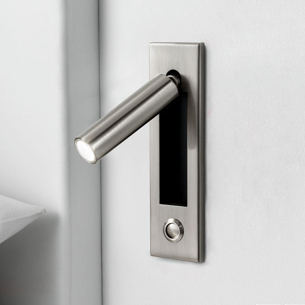 Eskil Bedside Wall Lights, Recessed Reading Sconce, Folds Flush, Pull Switch, 3000K Warm White