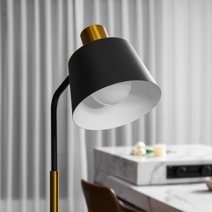 Emmental Modern Floor Lamp, Gold Finish, Adjustable Shade, Living Room & Office
