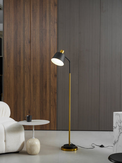 Emmental Modern Floor Lamp, Gold Finish, Adjustable Shade, Living Room & Office
